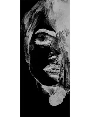 Glasschiebetür SLIM-LINE Silhuette II Gelasert Auf Grauglas