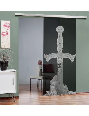 Glasschiebetür SLIM-LINE Excalibur Gelasert Auf Grauglas