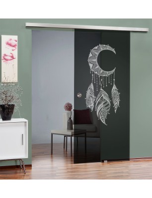 Glasschiebetür SLIM-LINE Dreamcatcher Gelasert Auf Grauglas