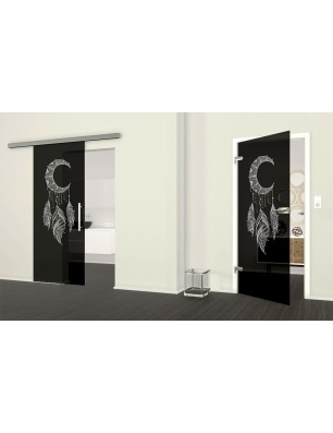 Glasschiebetür SLIM-LINE Dreamcatcher Gelasert Auf Grauglas