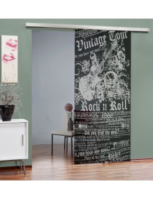 Glasschiebetür SLIM-LINE Vintage Tour Gelasert Auf Grauglas