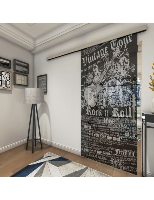 Glasschiebetür SLIM-LINE Vintage Tour Gelasert Auf Grauglas