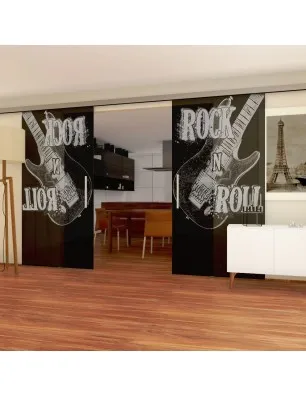 Glasschiebetür SLIM-LINE Guitar Gelasert Auf Grauglas