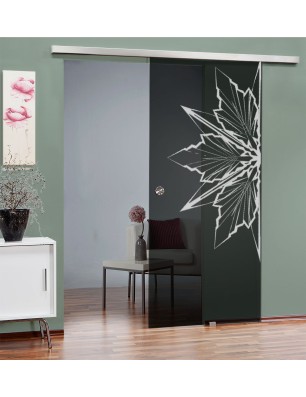 Glasschiebetür SLIM-LINE Eis Gelasert Auf Grauglas
