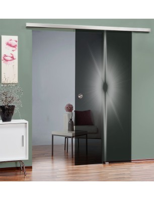 Glasschiebetür SLIM-LINE Blend Gelasert Auf Grauglas