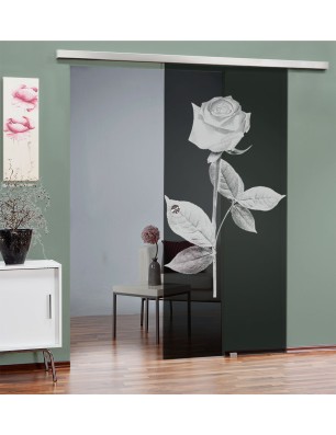 Glasschiebetür SLIM-LINE Rose I Gelasert Auf Grauglas