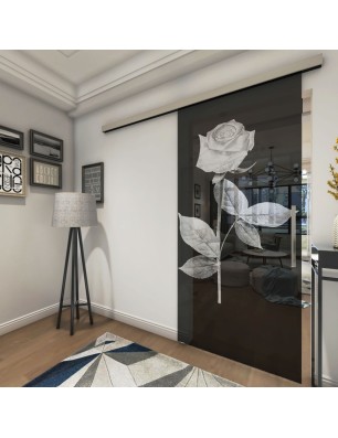 Glasschiebetür SLIM-LINE Rose I Gelasert Auf Grauglas