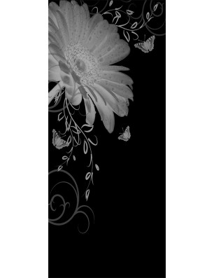 Glasschiebetür SLIM-LINE Blume 3 Gelasert Auf Grauglas
