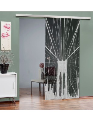 Glasschiebetür SLIM-LINE Brooklyn Gelasert Auf Grauglas
