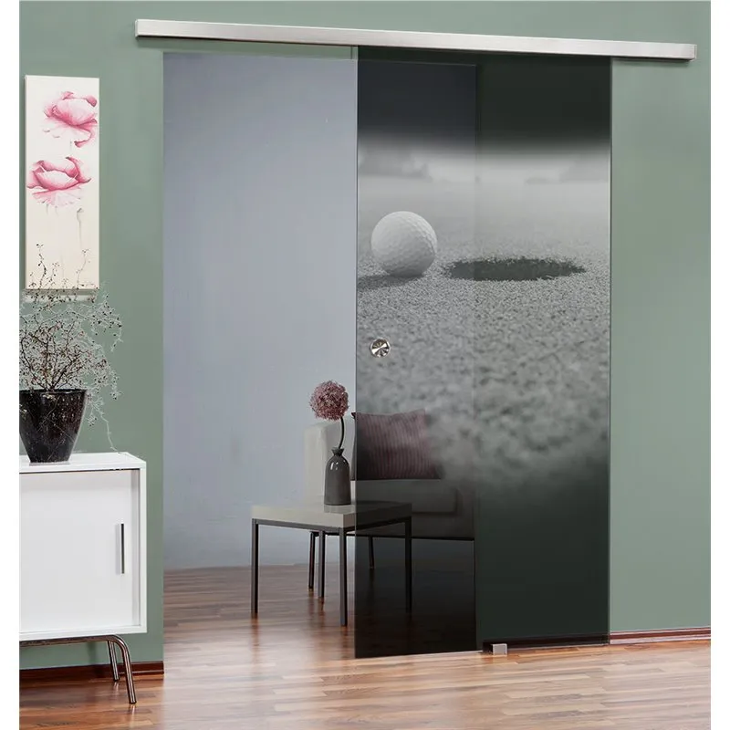 Glasschiebetür SLIM-LINE Golf Gelasert Auf Grauglas