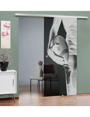 Glasschiebetür SLIM-LINE American Footbal Gelasert Auf Grauglas