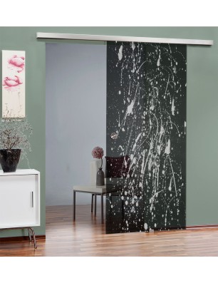 Glasschiebetür SLIM-LINE Abstrakt Gelasert Auf Grauglas