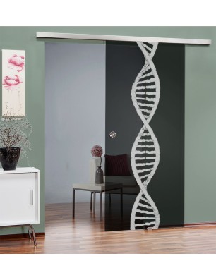 Glasschiebetür SLIM-LINE "DNA" Gelasert Auf Grauglas