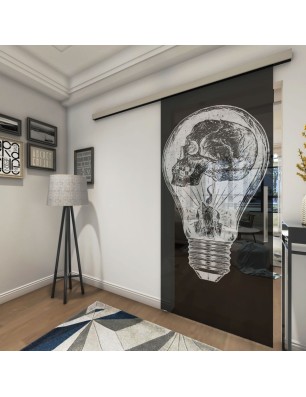 Glasschiebetür SLIM-LINE Skull Gelasert Auf Grauglas