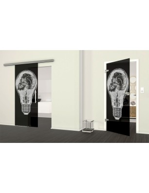 Glasschiebetür SLIM-LINE Skull Gelasert Auf Grauglas