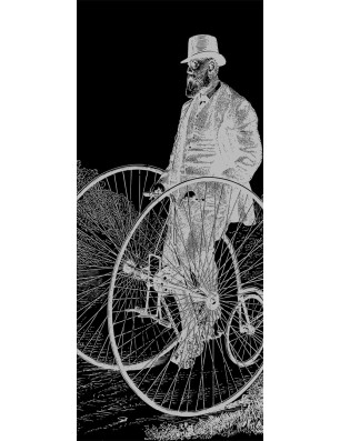 Glasschiebetür SLIM-LINE Vintage Bike Gelasert Auf Grauglas