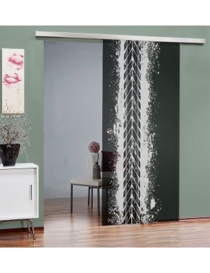 Glasschiebetür SLIM-LINE Abdruck Gelasert Auf Grauglas