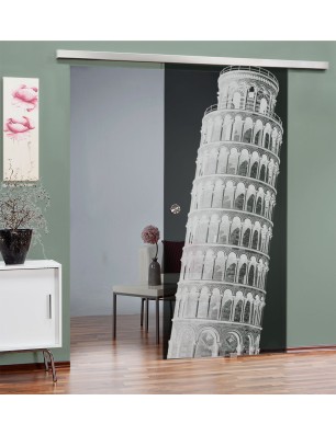 Glasschiebetür SLIM-LINE Pisa Gelasert Auf Grauglas