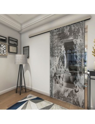 Glasschiebetür SLIM-LINE Vintage flowers Gelasert Auf Grauglas