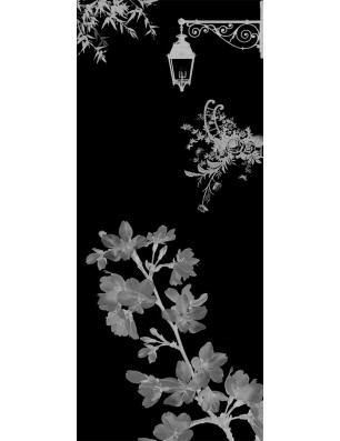 Glasschiebetür SLIM-LINE Streetlamp Gelasert Auf Grauglas
