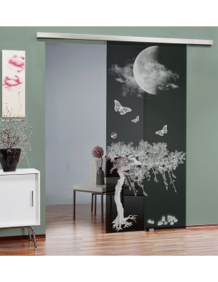 Glasschiebetür SLIM-LINE Night Gelasert Auf Grauglas
