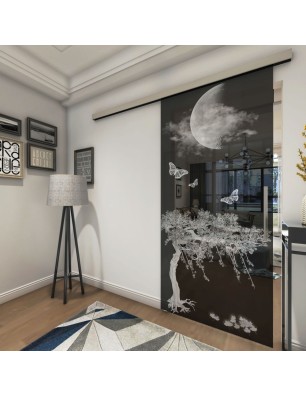 Glasschiebetür SLIM-LINE Night Gelasert Auf Grauglas