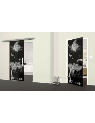 Glasschiebetür SLIM-LINE Night Gelasert Auf Grauglas