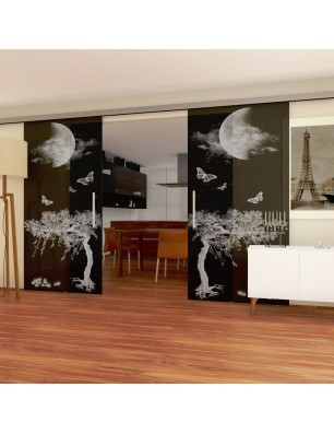 Glasschiebetür SLIM-LINE Night Gelasert Auf Grauglas