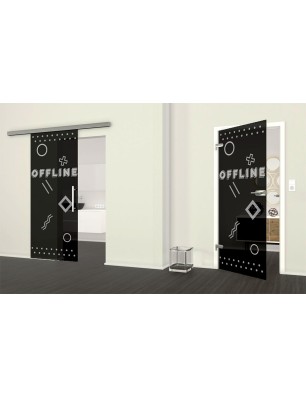 Glasschiebetür SLIM-LINE Gamer Gelasert Auf Grauglas