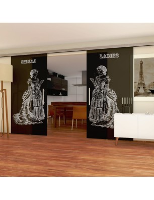 Glasschiebetür SLIM-LINE Ladies Gelasert Auf Grauglas