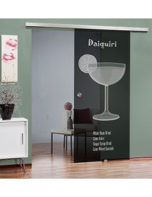 Glasschiebetür SLIM-LINE Daiquiri Gelasert Auf Grauglas