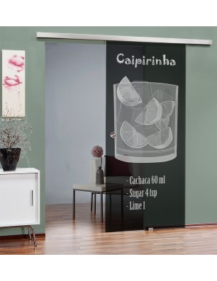 Glasschiebetür SLIM-LINE Caipirinha Gelasert Auf Grauglas
