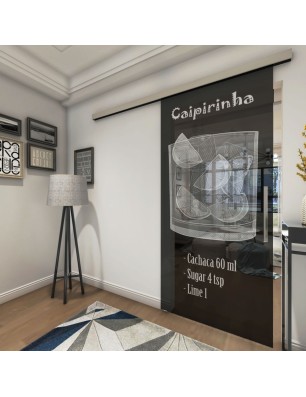 Glasschiebetür SLIM-LINE Caipirinha Gelasert Auf Grauglas
