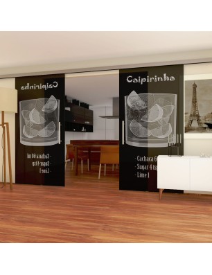 Glasschiebetür SLIM-LINE Caipirinha Gelasert Auf Grauglas