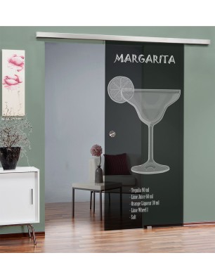 Glasschiebetür SLIM-LINE Margarita Gelasert Auf Grauglas