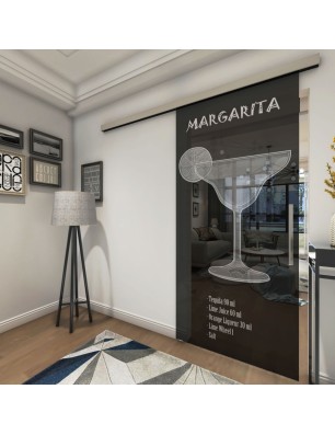 Glasschiebetür SLIM-LINE Margarita Gelasert Auf Grauglas