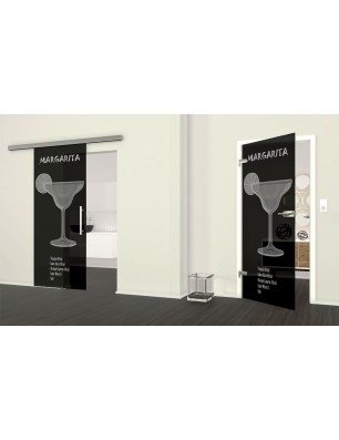 Glasschiebetür SLIM-LINE Margarita Gelasert Auf Grauglas