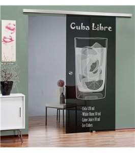 Glasschiebetür SLIM-LINE Cuba Libre Gelasert Auf Grauglas