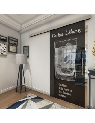 Glasschiebetür SLIM-LINE Cuba Libre Gelasert Auf Grauglas