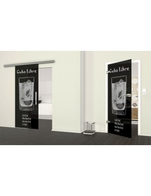 Glasschiebetür SLIM-LINE Cuba Libre Gelasert Auf Grauglas