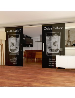 Glasschiebetür SLIM-LINE Cuba Libre Gelasert Auf Grauglas