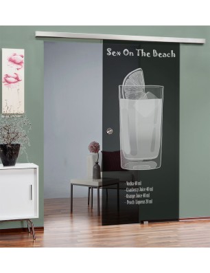 Glasschiebetür SLIM-LINE Sex on the beach Gelasert Auf Grauglas