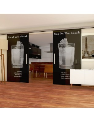 Glasschiebetür SLIM-LINE Sex on the beach Gelasert Auf Grauglas