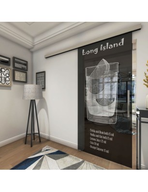 Glasschiebetür SLIM-LINE Long Island Gelasert Auf Grauglas