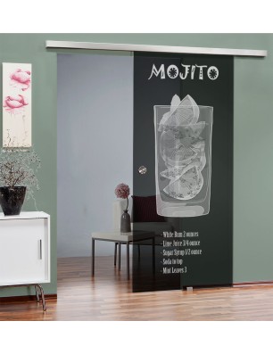 Glasschiebetür SLIM-LINE Mojito Gelasert Auf Grauglas