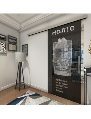 Glasschiebetür SLIM-LINE Mojito Gelasert Auf Grauglas