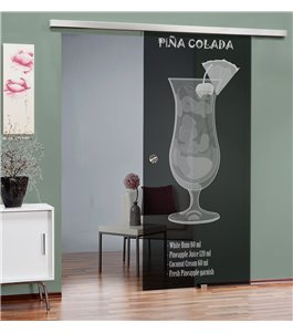 Glasschiebetür SLIM-LINE Pina Colada Gelasert Auf Grauglas