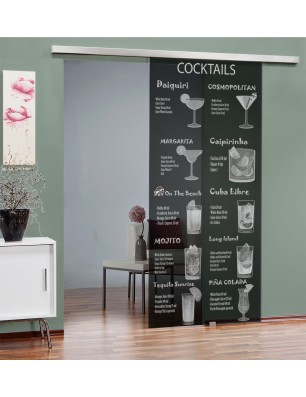 Glasschiebetür SLIM-LINE Cocktails Gelasert Auf Grauglas