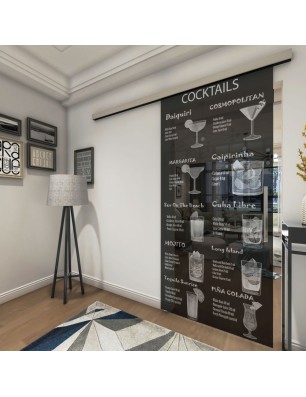 Glasschiebetür SLIM-LINE Cocktails Gelasert Auf Grauglas