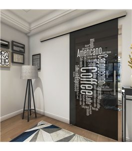 Glasschiebetür SLIM-LINE Coffee Gelasert Auf Grauglas
